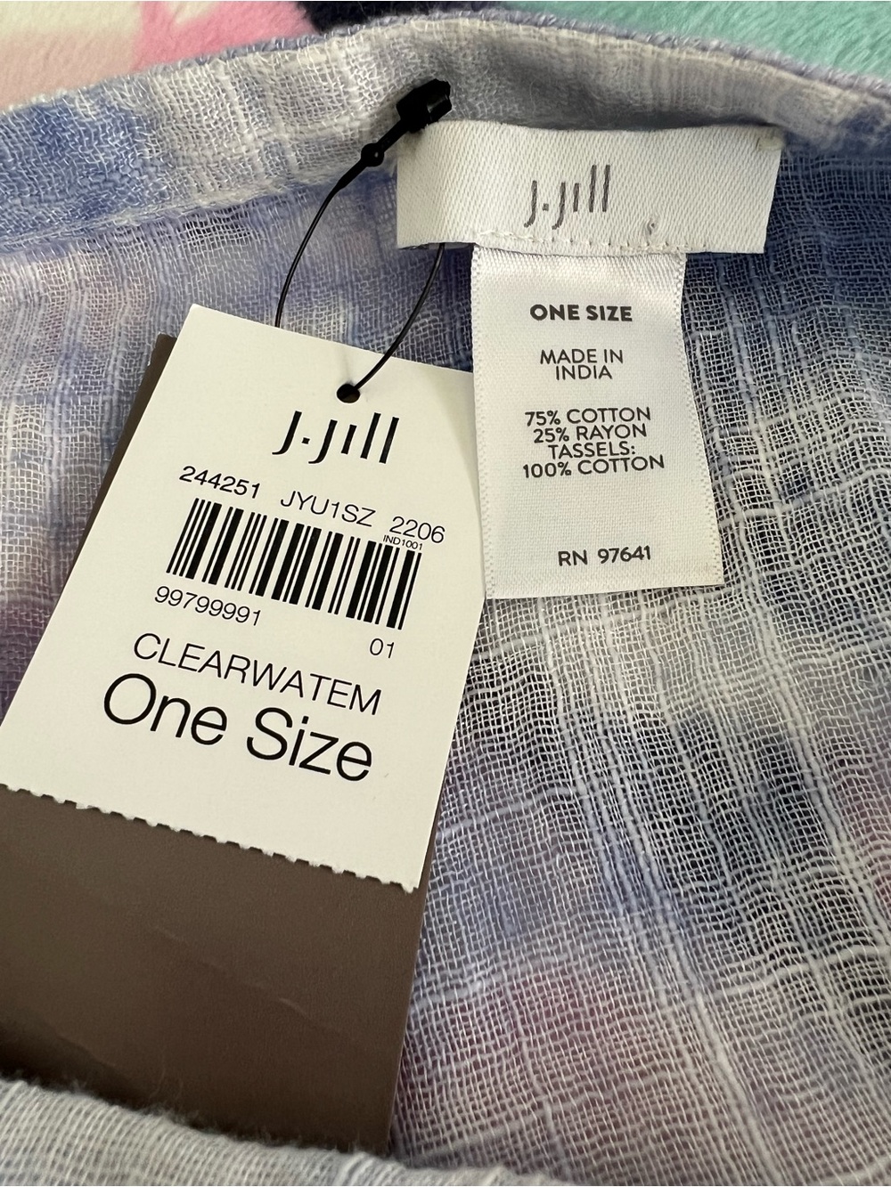 J. Jill Poncho Women’s One Size Blue White Cloud Tie-Dye Lightweight Coverup Top - Picture 10 of 15